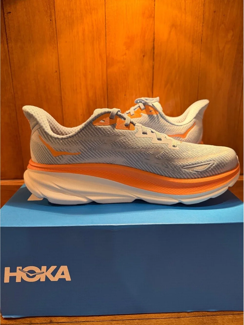 New Hoka Clifton 9 Lightweight Running Shoes - Airy Blue/Ice Water Women's 8.5B